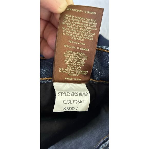 Kut From The Kloth Sz 4 Blue Whiskering Distressed Straight Katy Boyfriend Jean - Picture 5 of 8
